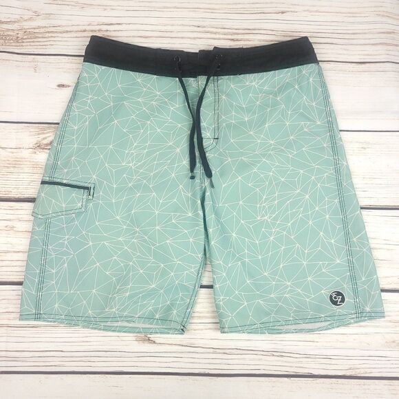 Ezekiel blue geometrical print swim shorts size 32 - Picture 1 of 9